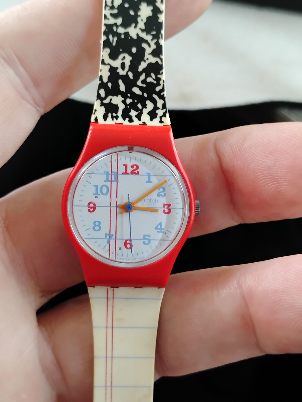 Ladies Red & Cream Notebook-Print Analog Watch